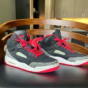 Jordan Kids Black Sneakers with Red Laces and Elephant Print